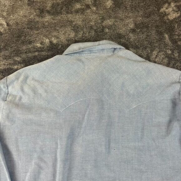 Vtg 80s Levi's White Tab Chambray Western Pearl Snap Long Sleeve Denim L - Picture 11 of 13